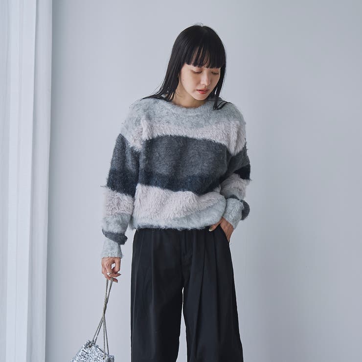 ミックスヤーンカラーブロックニット | coen【women】 | 詳細画像2 