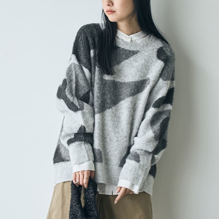 BLACK | 【1枚で映える主役級】マーブルカラー起毛ニットプルオーバー | coen【women】