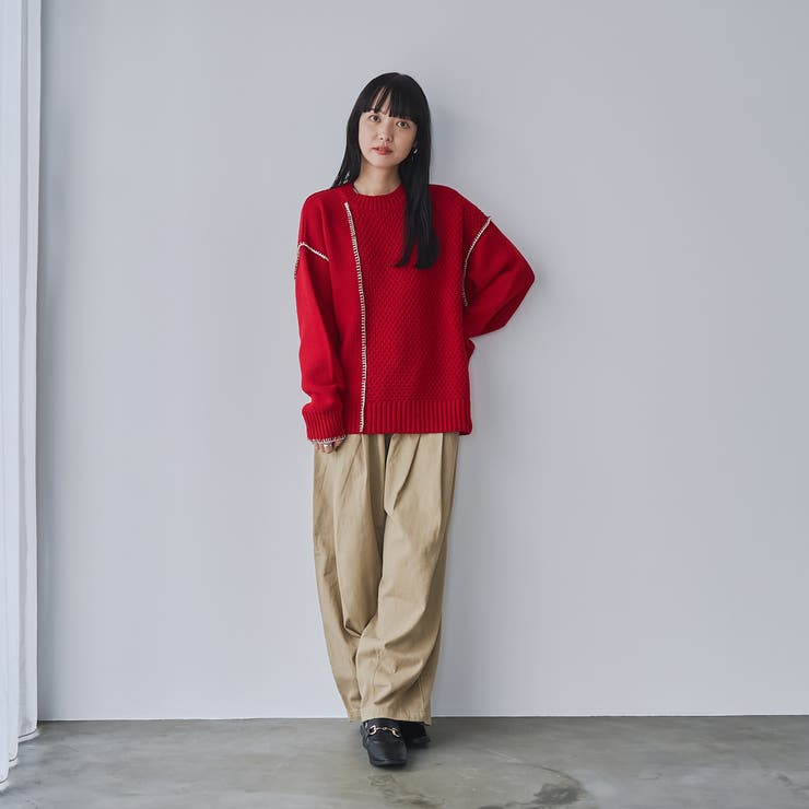 ハンドステッチパッチワークニット[品番：COEW0006650]｜coen【women