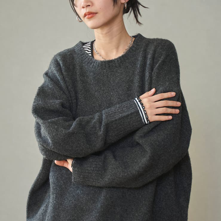 DK.GRAY | 【ヘビロテ確定】フラッフィークルーネックニットプルオーバー | coen【women】