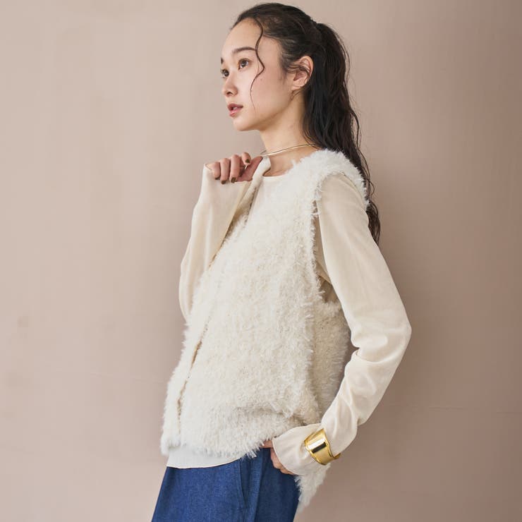 チュールフェザーヤーンニットベスト | coen【women】 | 詳細画像3 