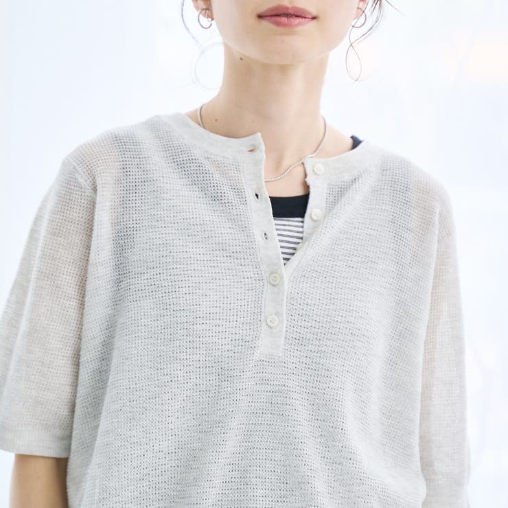 シアーリネンワッフルヘンリーネックトップス | coen【women】 | 詳細画像13 