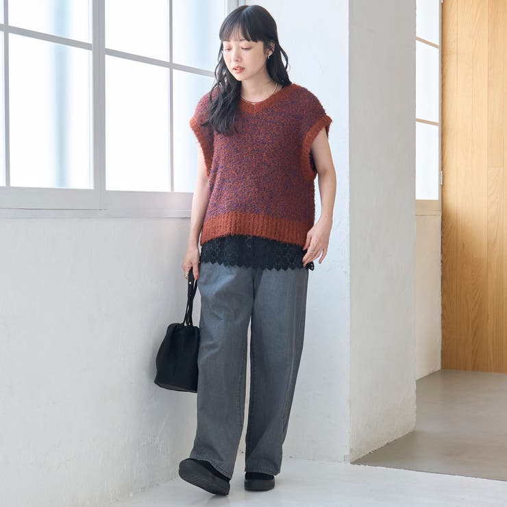 前後2wayフェザーミックスヤーン Vネックニットベスト | coen【women】 | 詳細画像15 