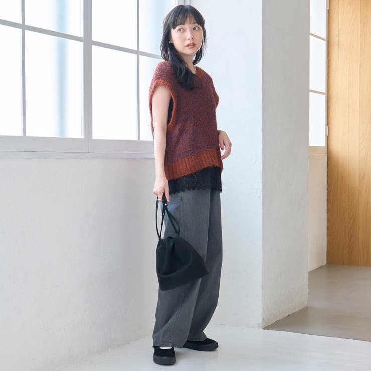前後2wayフェザーミックスヤーン Vネックニットベスト | coen【women】 | 詳細画像16 