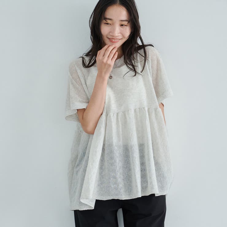 LT.GRAY | サラコ切替ギャザードルマンサマーニット | coen【women】