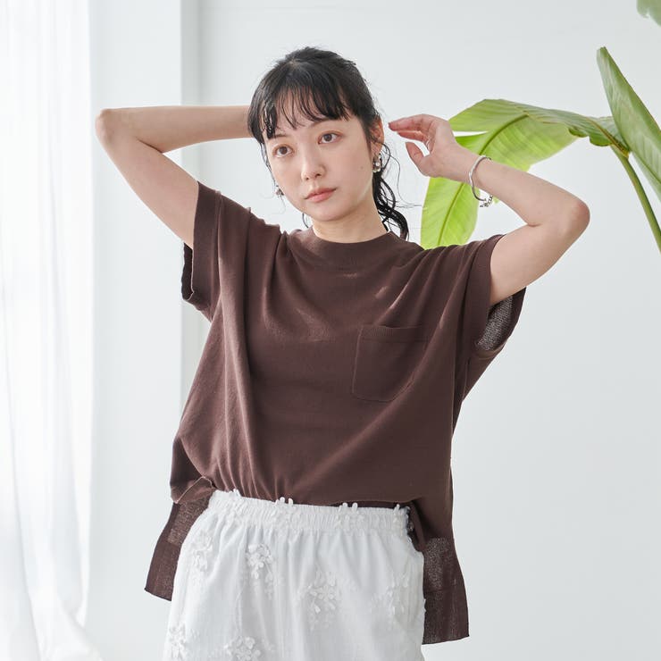 サラコフレンチスリーブハイネックサマーニットトップス | coen【women】 | 詳細画像20 