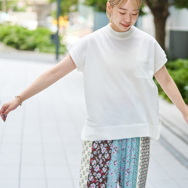 OFF WHITE | サラコフレンチスリーブハイネックサマーニットトップス | coen【women】