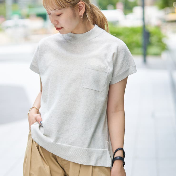 LT.GRAY | サラコフレンチスリーブハイネックサマーニットトップス | coen【women】