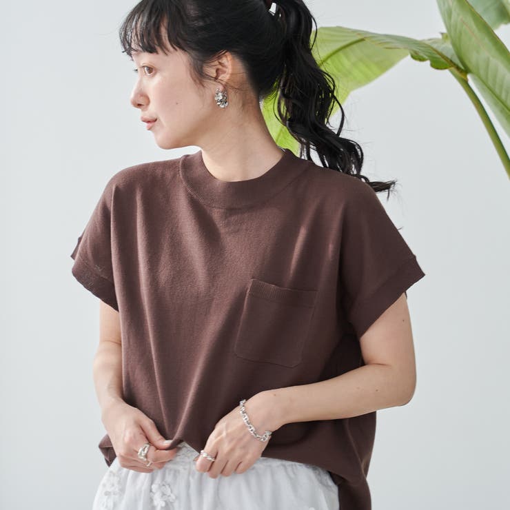 DK.BROWN | サラコフレンチスリーブハイネックサマーニットトップス | coen【women】