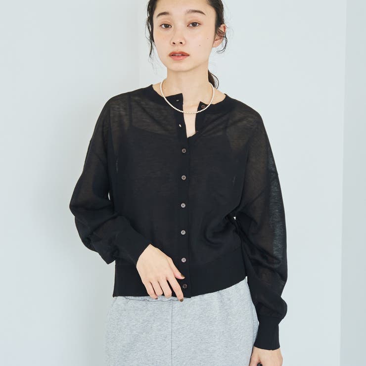 BLACK | 【UVカット】オータムシアークルーニットカーディガン | coen【women】
