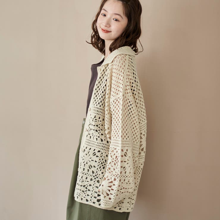 クロシェ襟付きニットカーディガン | coen【women】 | 詳細画像10 