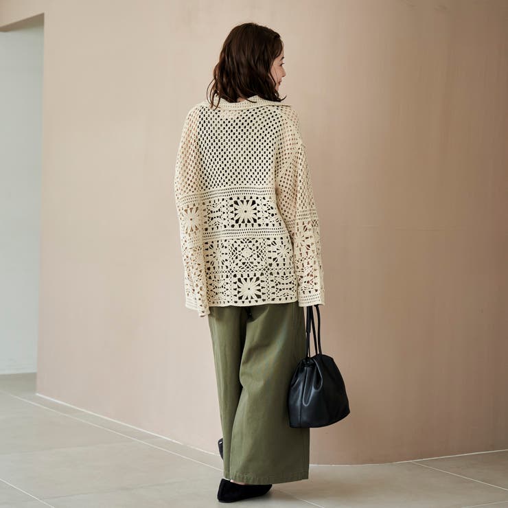 クロシェ襟付きニットカーディガン | coen【women】 | 詳細画像15 