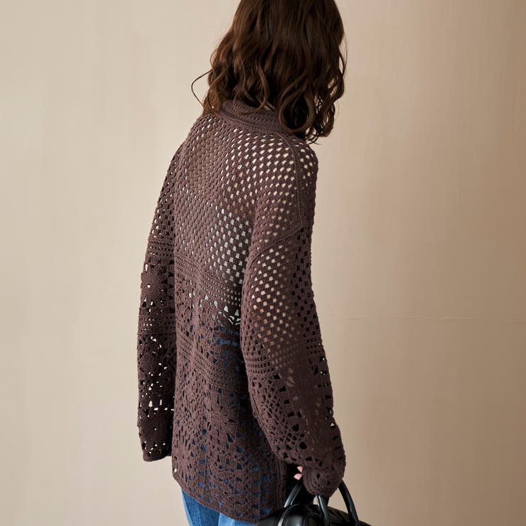 クロシェ襟付きニットカーディガン | coen【women】 | 詳細画像17 