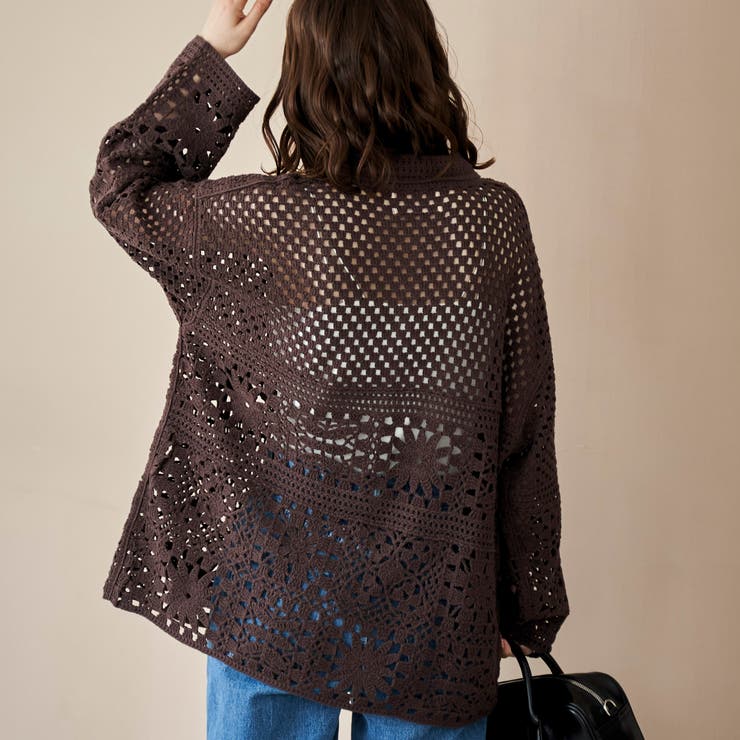 クロシェ襟付きニットカーディガン | coen【women】 | 詳細画像18 