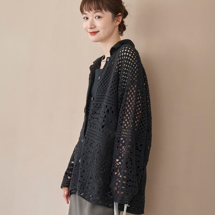 クロシェ襟付きニットカーディガン | coen【women】 | 詳細画像3 