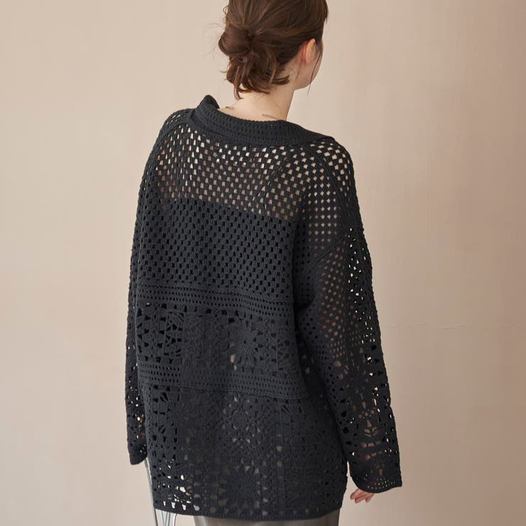 クロシェ襟付きニットカーディガン | coen【women】 | 詳細画像4 