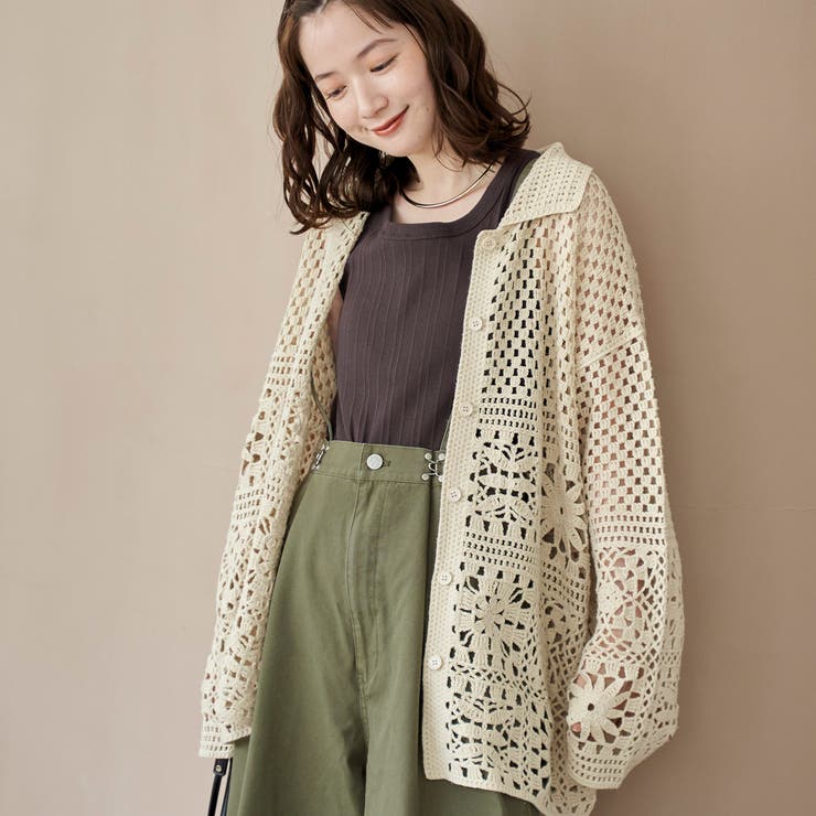 クロシェ襟付きニットカーディガン | coen【women】 | 詳細画像9 