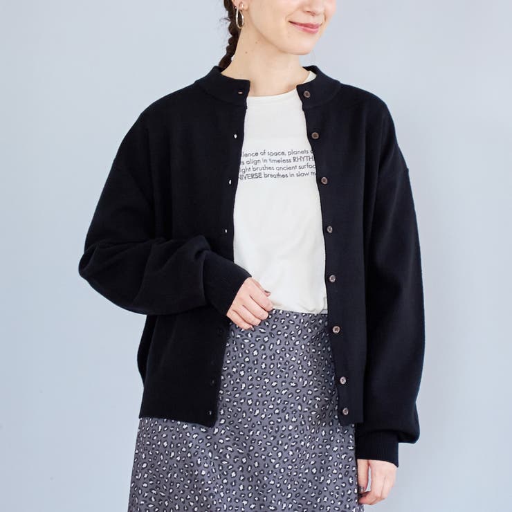 BLACK | モチモチモックネック ウォッシャブルニットカーディガン | coen【women】