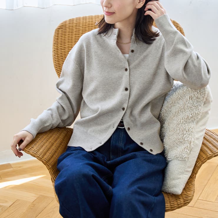 LT.GRAY | モチモチモックネック ウォッシャブルニットカーディガン | coen【women】