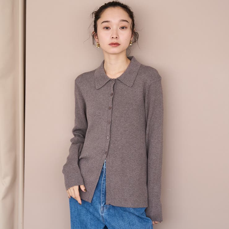 ウール混 襟付きリブニットカーディガン | coen【women】 | 詳細画像10 