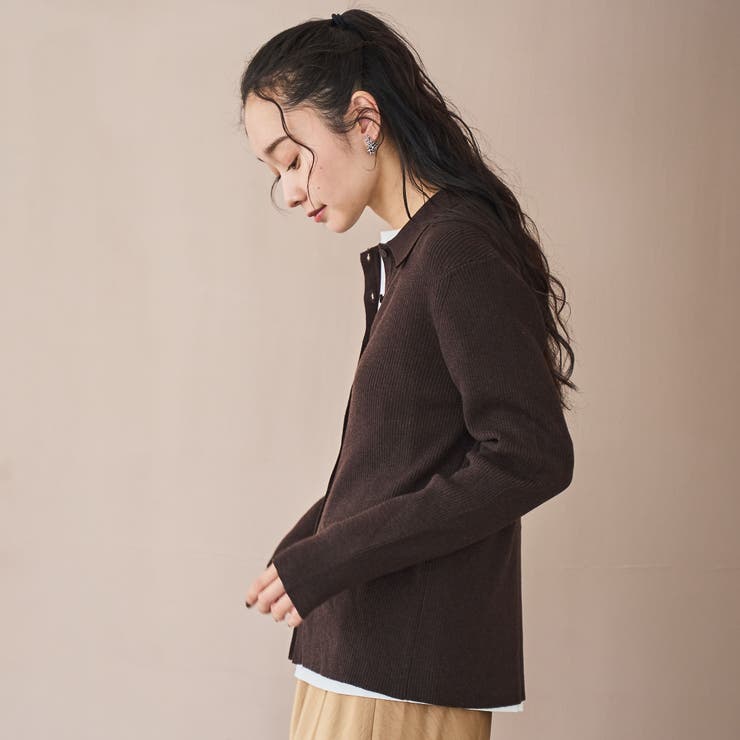ウール混 襟付きリブニットカーディガン | coen【women】 | 詳細画像14 