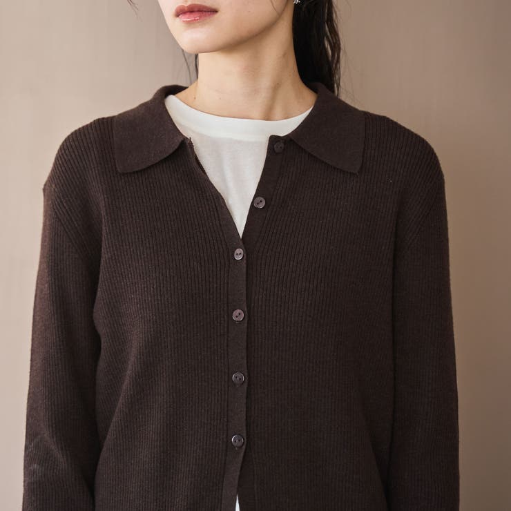 ウール混 襟付きリブニットカーディガン | coen【women】 | 詳細画像16 