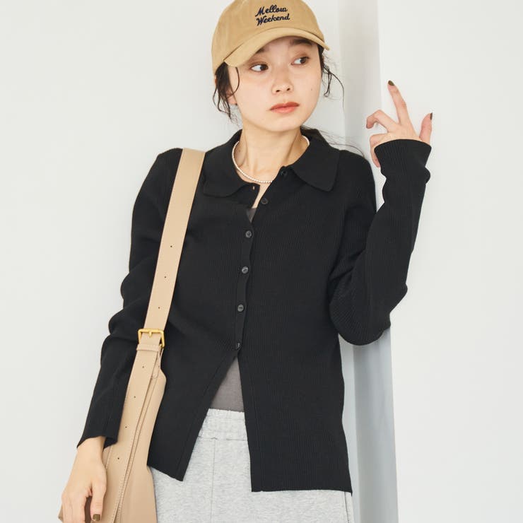 ウール混 襟付きリブニットカーディガン | coen【women】 | 詳細画像2 