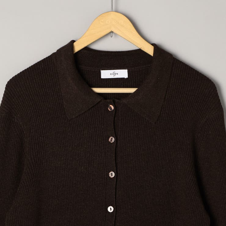 ウール混 襟付きリブニットカーディガン | coen【women】 | 詳細画像22 