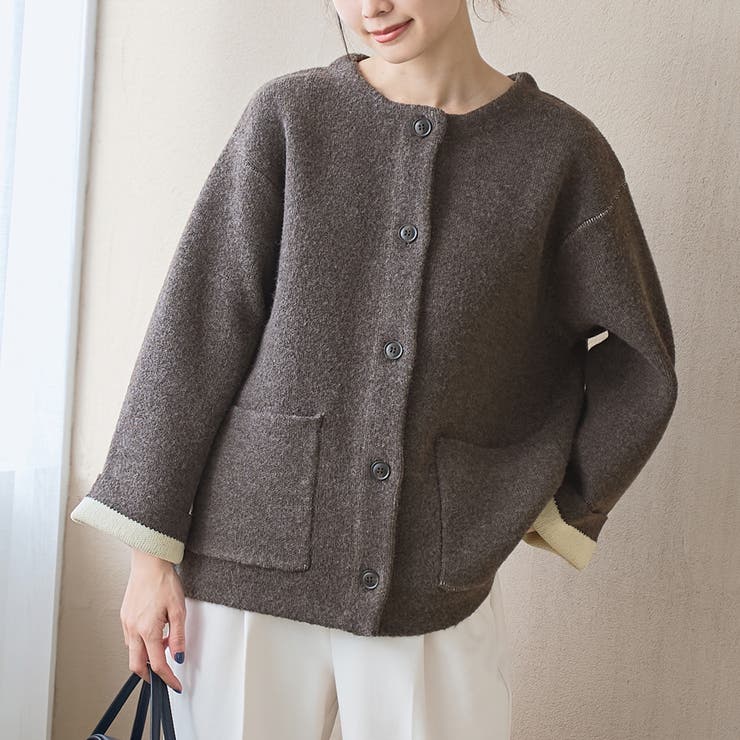 MD.BROWN | ダブルフェイス アウターライクニットカーディガン | coen【women】