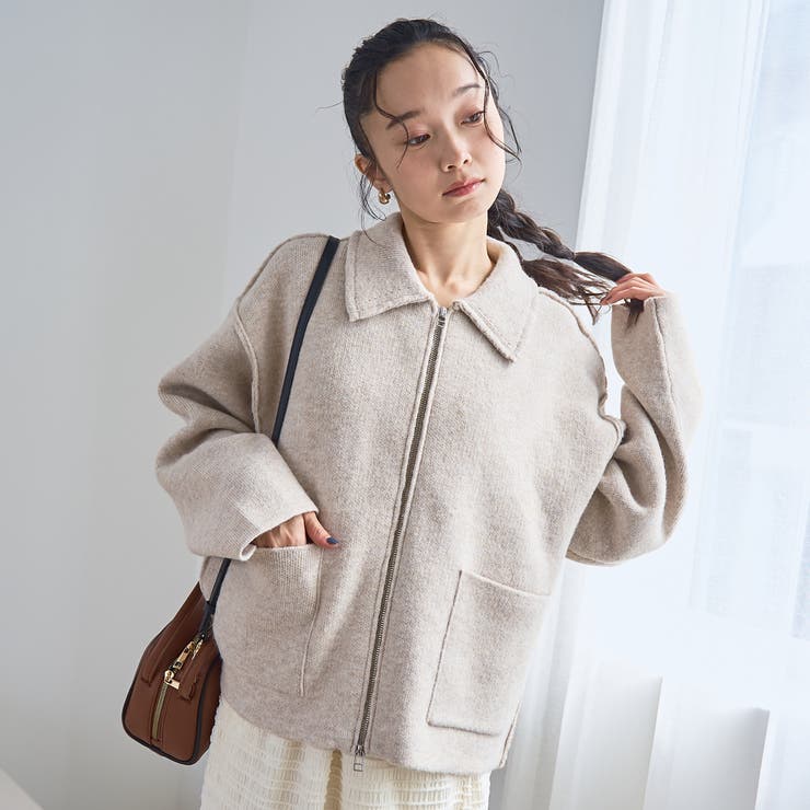 襟付きダブルジップニットジャケット | coen【women】 | 詳細画像10 