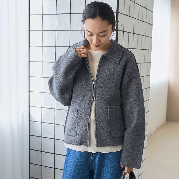 襟付きダブルジップニットジャケット | coen【women】 | 詳細画像2 