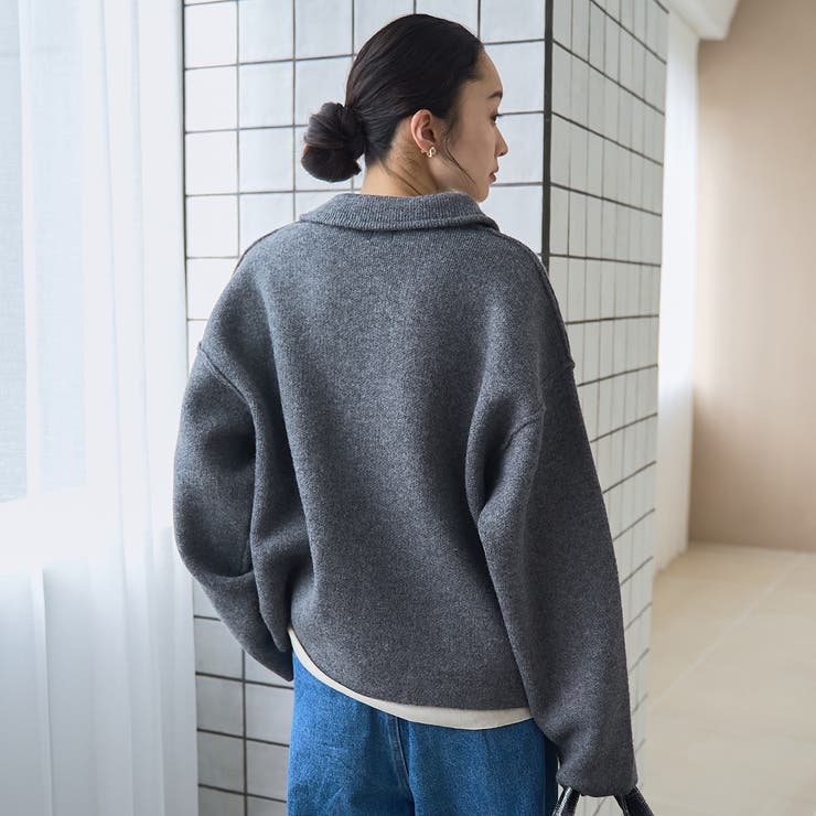 襟付きダブルジップニットジャケット | coen【women】 | 詳細画像4 