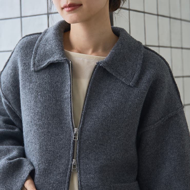 襟付きダブルジップニットジャケット | coen【women】 | 詳細画像8 