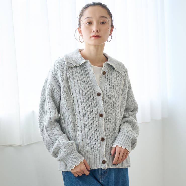 配色メローケーブル編みニットカーディガン | coen【women】 | 詳細画像10 
