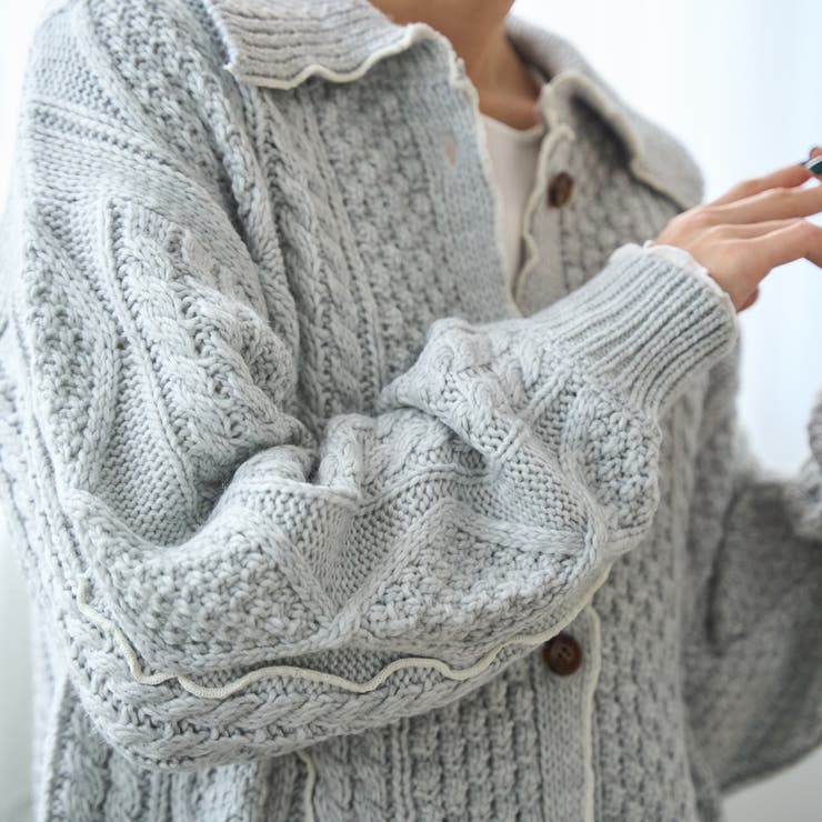 配色メローケーブル編みニットカーディガン | coen【women】 | 詳細画像13 