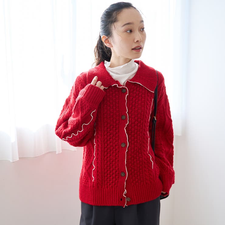 配色メローケーブル編みニットカーディガン | coen【women】 | 詳細画像18 