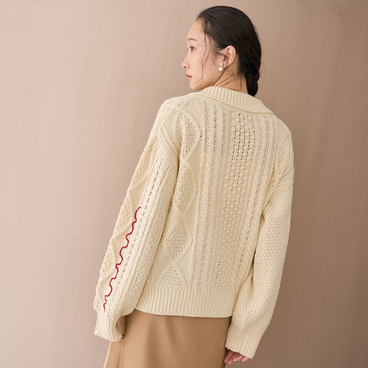 配色メローケーブル編みニットカーディガン | coen【women】 | 詳細画像4 