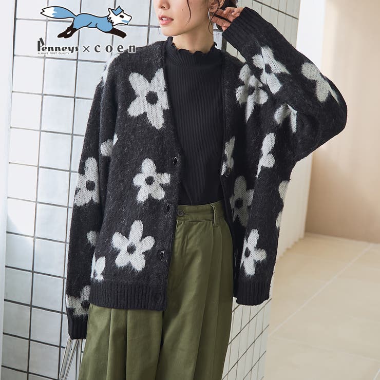 BLACK | 【PENNEYS（ぺニーズ）別注】アソートジャガード起毛ニットカーディガン | coen【women】