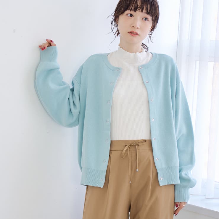 LT.BLUE | 【選べる6色展開 スプリングカラー】袖刺繍 スウェットライクハイゲージニットカー… | coen【women】