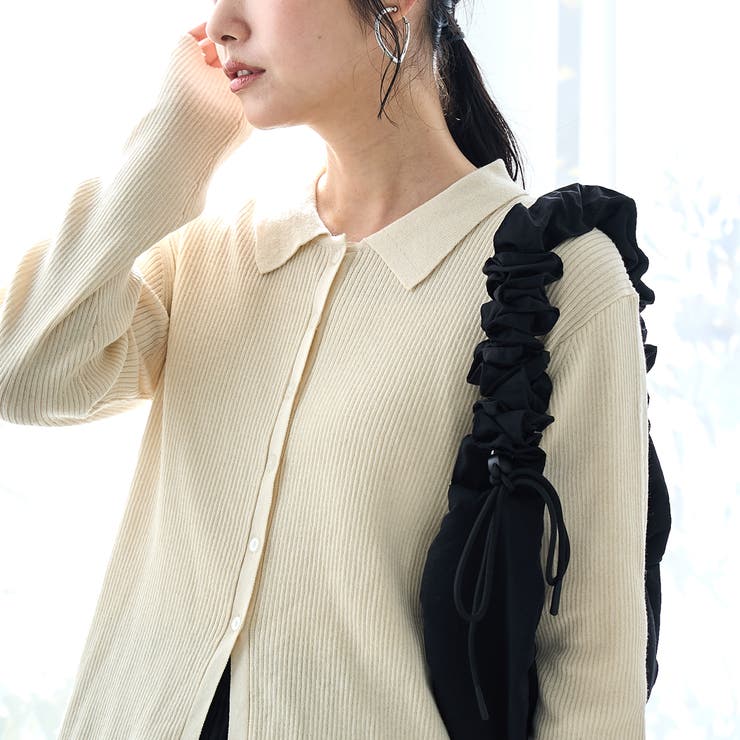 襟付きリブ編みカーディガン | coen【women】 | 詳細画像1 