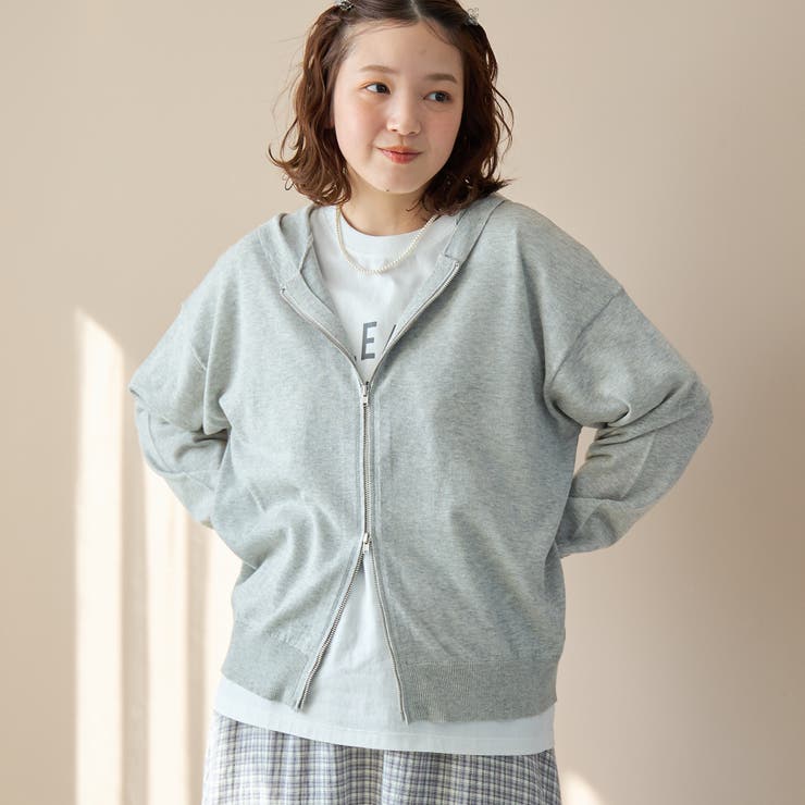 LT.GRAY | シアーニット ダブルジップパーカー | coen【women】