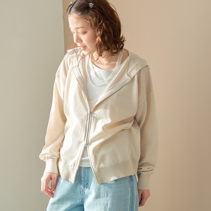 NATURAL | シアーニット ダブルジップパーカー | coen【women】