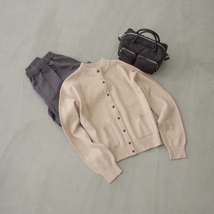 BEIGE | 【帯電防止】モチモチ モックネックポケ付きニットカーディガン | coen【women】
