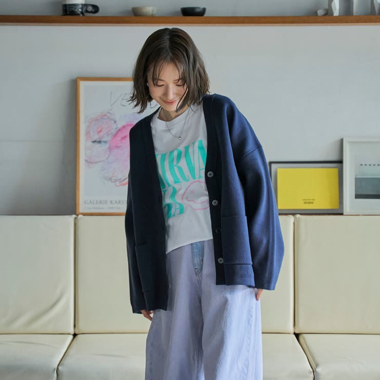 コットンミックスプレーティングVネックニットカーディガン | coen【women】 | 詳細画像16 