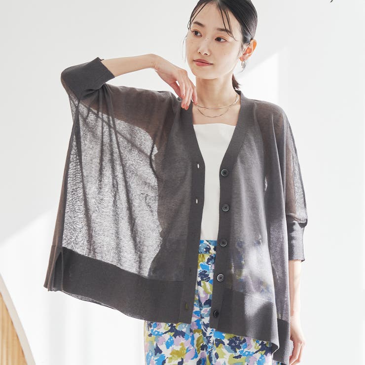 DK.GRAY | 【マシンウォッシュ・防シワ】キラコスクエアVカーディガン | coen【women】