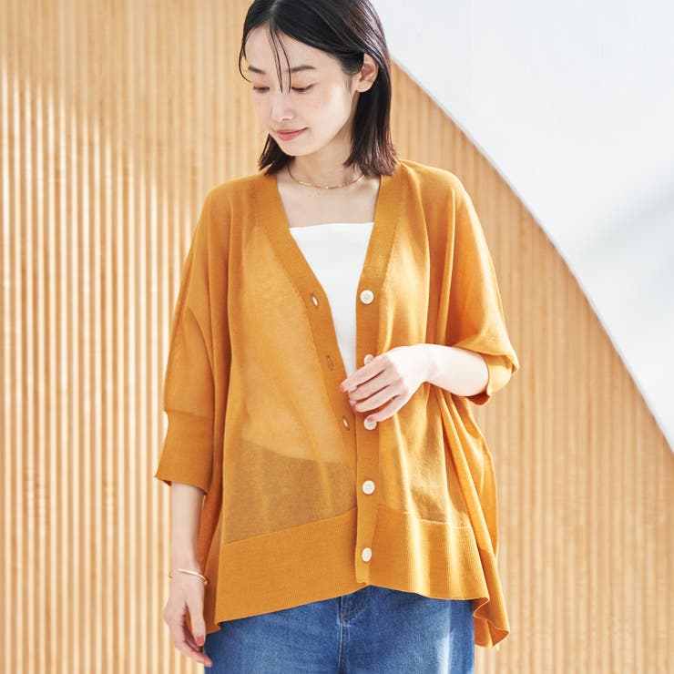 MUSTARD | 【マシンウォッシュ・防シワ】キラコスクエアVカーディガン | coen【women】