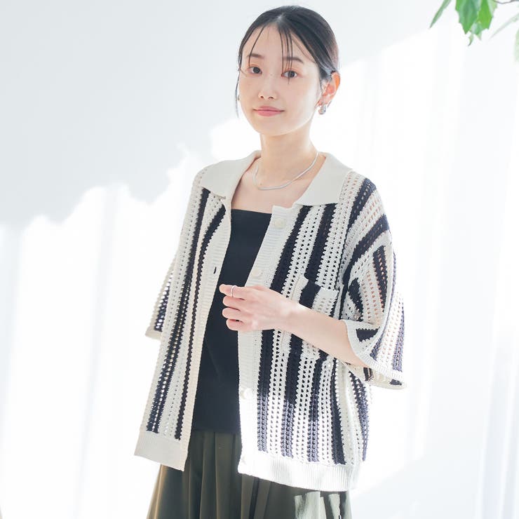 メッシュニットポロカーディガン | coen【women】 | 詳細画像14 