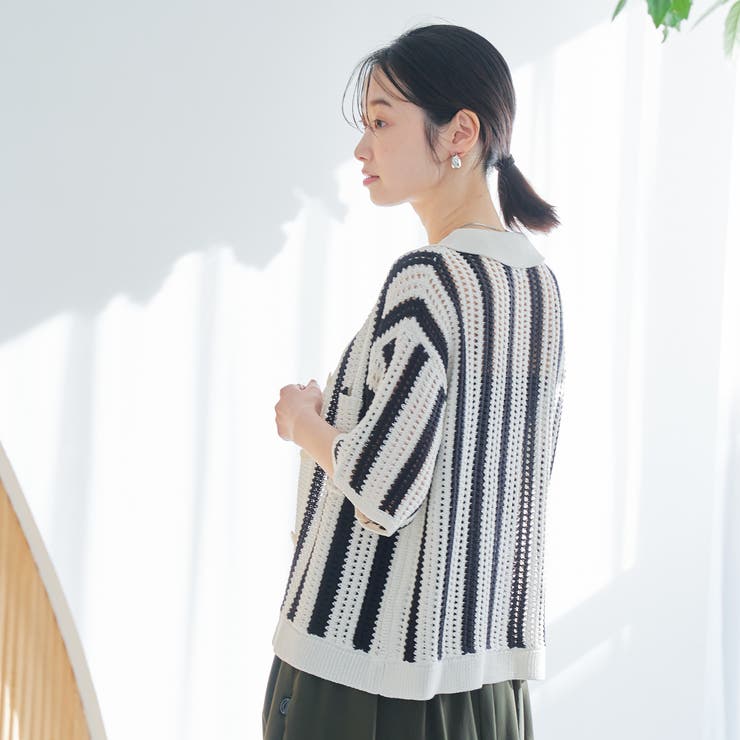 メッシュニットポロカーディガン | coen【women】 | 詳細画像15 