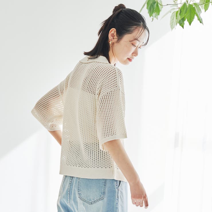 メッシュニットポロカーディガン | coen【women】 | 詳細画像2 