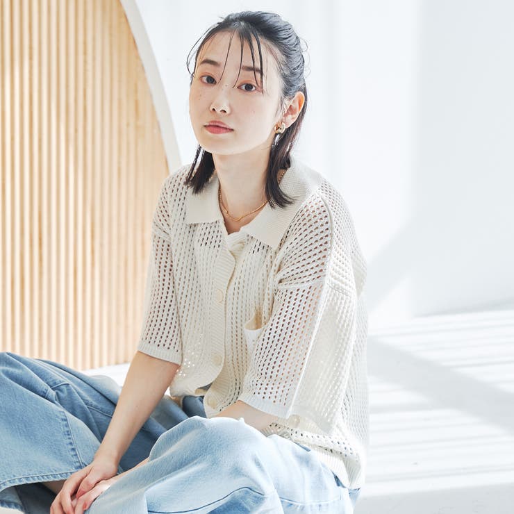 メッシュニットポロカーディガン | coen【women】 | 詳細画像3 